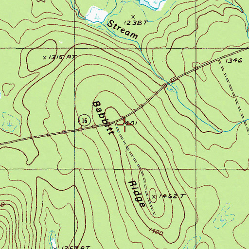 Topographic Map of Babbitt Ridge, ME