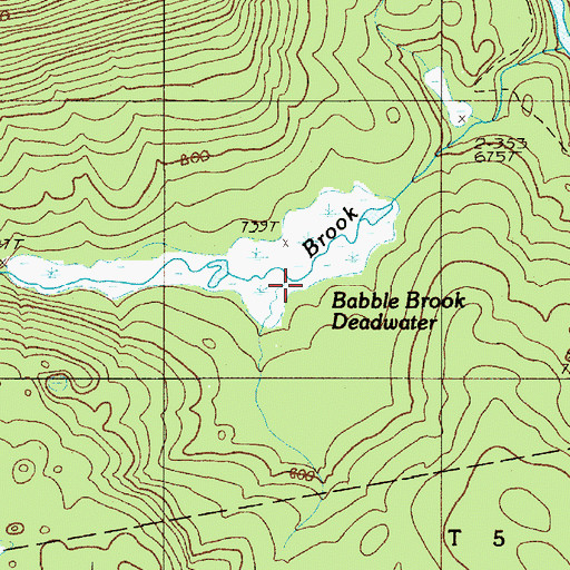 Topographic Map of Babble Brook Deadwater, ME