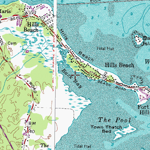 Topographic Map of Back Bay, ME