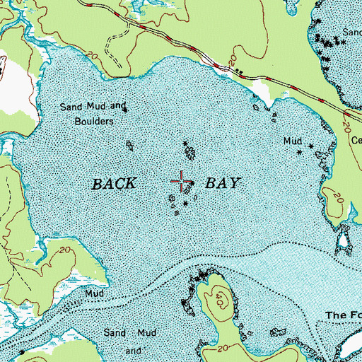 Topographic Map of Back Bay, ME