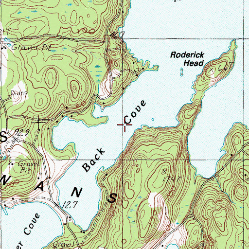 Topographic Map of Back Cove, ME