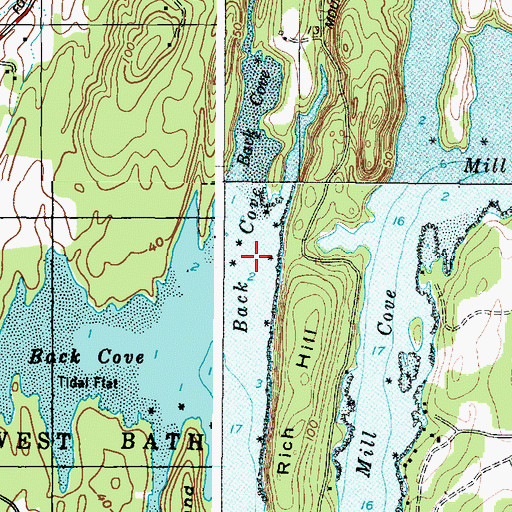 Topographic Map of Back Cove, ME