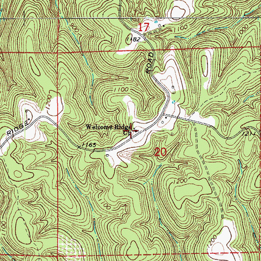 Topographic Map of Welcome Ridge Church, AR