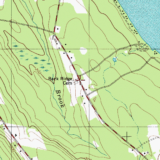 Topographic Map of Back Ridge Cemetery, ME