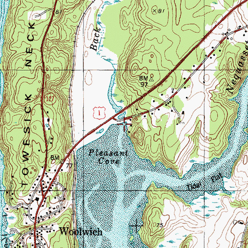 Topographic Map of Back River Creek, ME