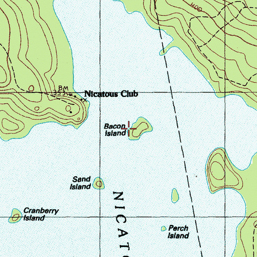 Topographic Map of Bacon Island, ME