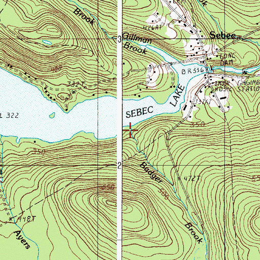Topographic Map of Badger Brook, ME