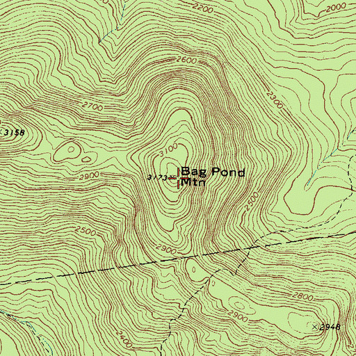 Topographic Map of Bag Pond Mountain, ME