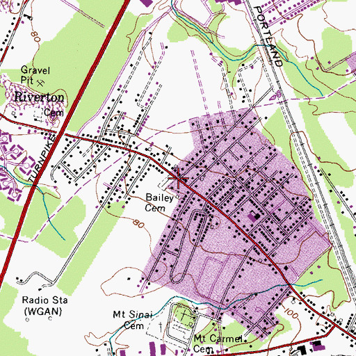 Topographic Map of Bailey Cemetery, ME