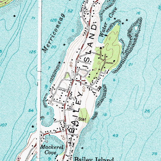 Topographic Map of Bailey Island, ME