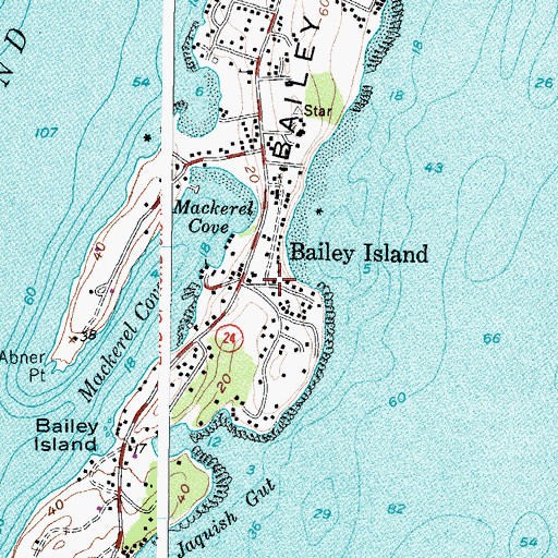 Topographic Map of Bailey Island, ME