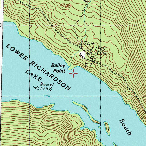 Topographic Map of Bailey Point, ME
