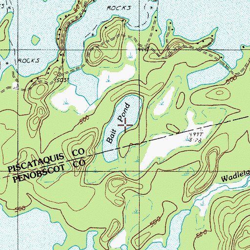 Topographic Map of Bait Pond, ME