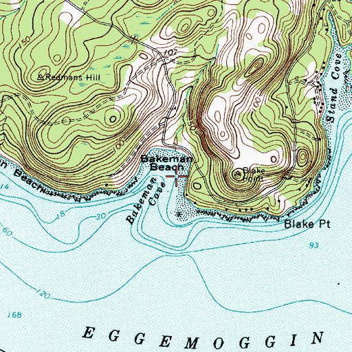 Topographic Map of Bakeman Cove, ME