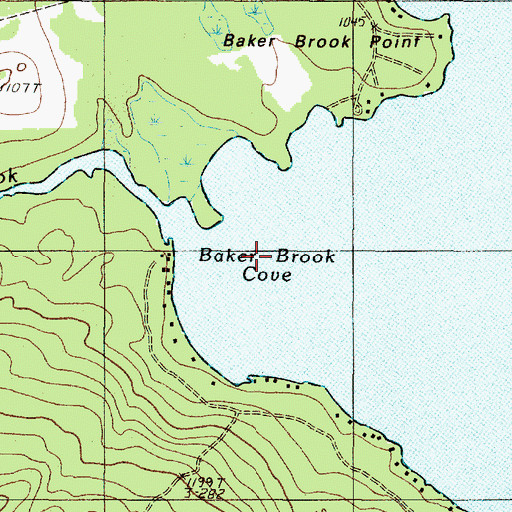 Topographic Map of Baker Brook Cove, ME