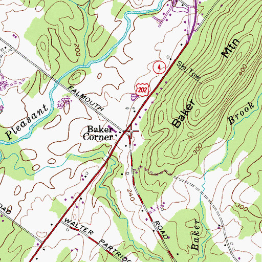 Topographic Map of Baker Corner, ME