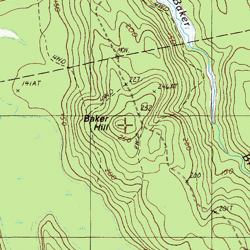 Topographic Map of Baker Hill, ME
