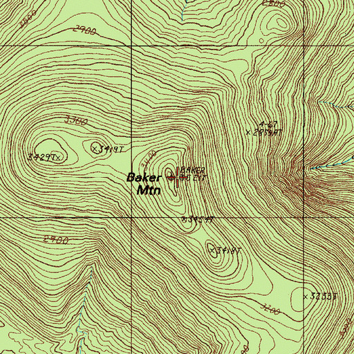 Topographic Map of Baker Mountain, ME
