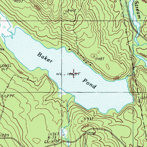 Topographic Map of Baker Pond, ME