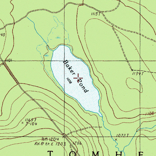 Topographic Map of Baker Pond, ME