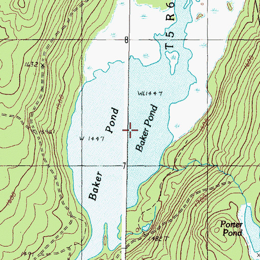 Topographic Map of Baker Pond, ME