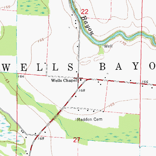 Topographic Map of Wells Chapel, AR