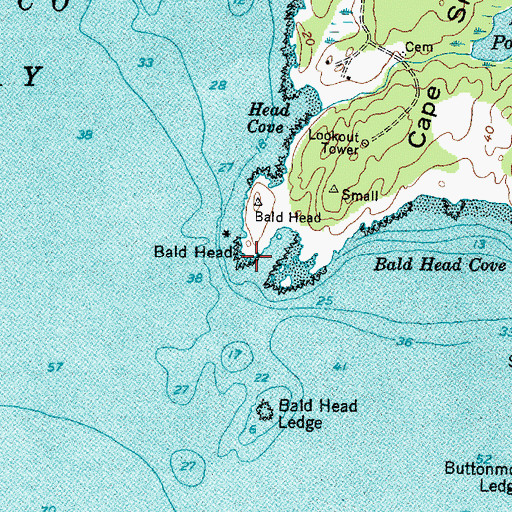 Topographic Map of Bald Head, ME