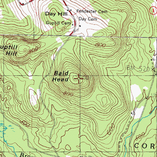 Topographic Map of Bald Head, ME