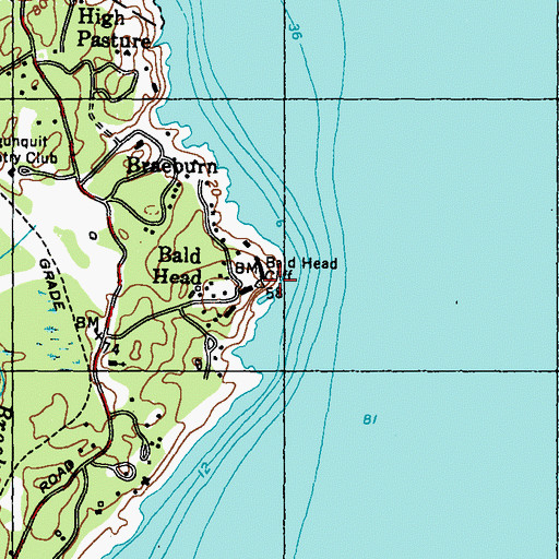 Topographic Map of Bald Head Cliff, ME