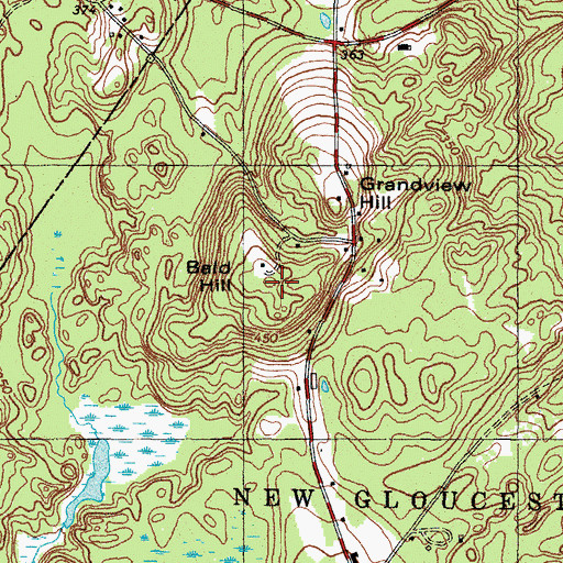 Topographic Map of Bald Hill, ME