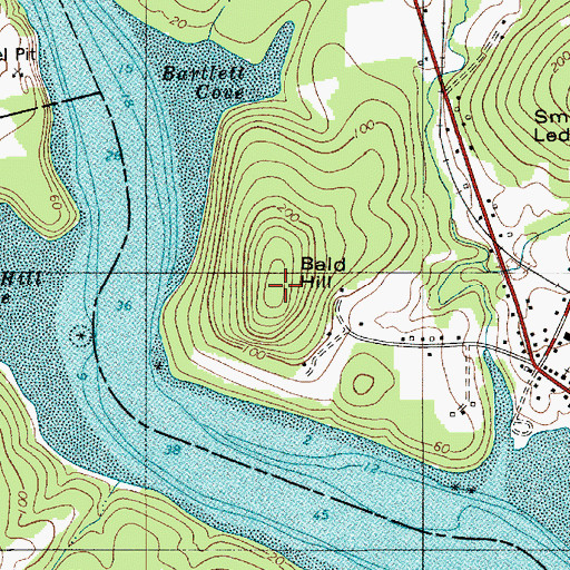 Topographic Map of Bald Hill, ME