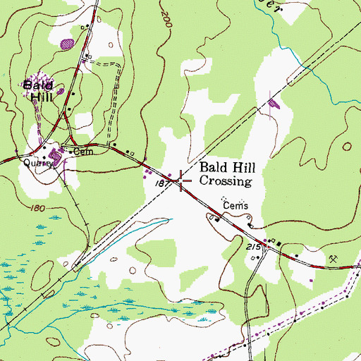 Topographic Map of Bald Hill Crossing, ME