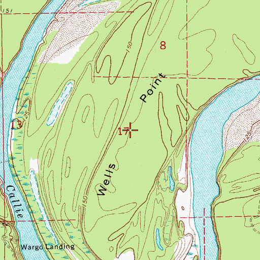 Topographic Map of Wells Point, AR