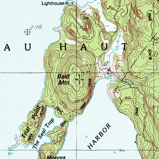 Topographic Map of Bald Mountain, ME