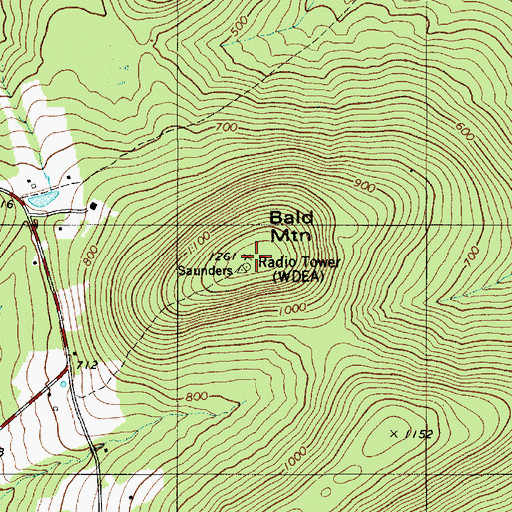 Topographic Map of Bald Mountain, ME