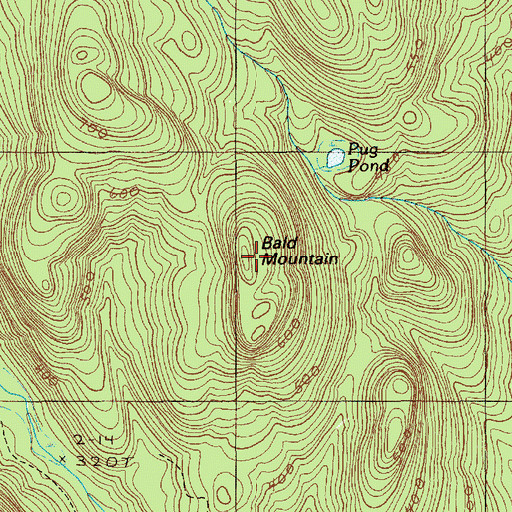 Topographic Map of Bald Mountain, ME