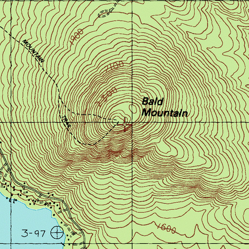 Topographic Map of Bald Mountain, ME