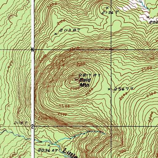 Topographic Map of Bald Mountain, ME