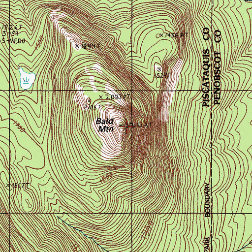 Topographic Map of Bald Mountain, ME