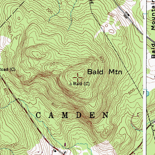 Topographic Map of Bald Mountain, ME