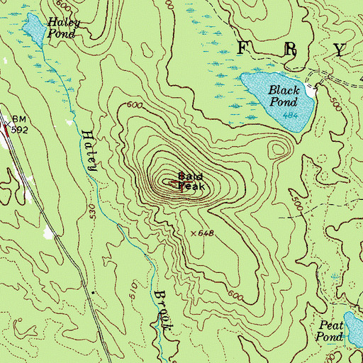 Topographic Map of Bald Peak, ME