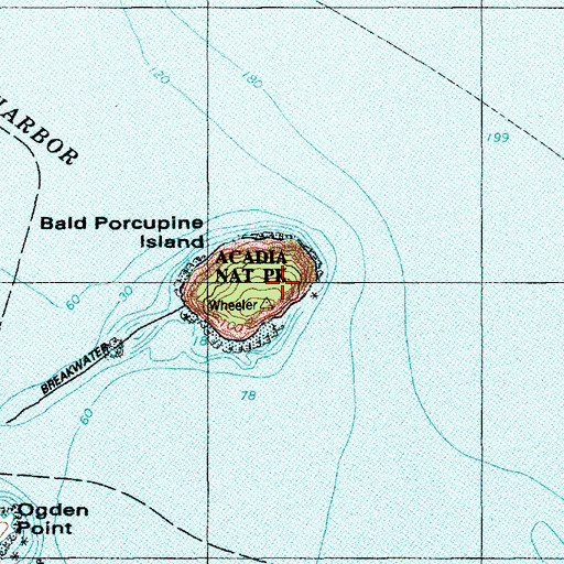 Topographic Map of Bald Porcupine Island, ME