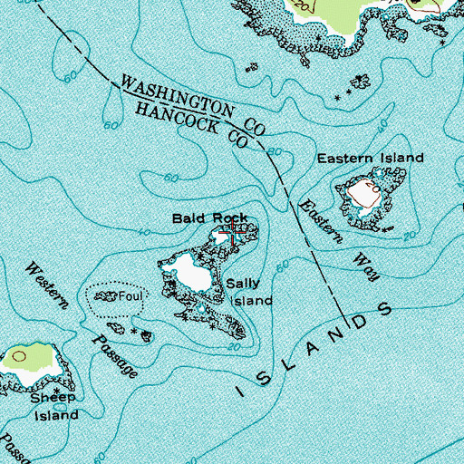Topographic Map of Bald Rock, ME