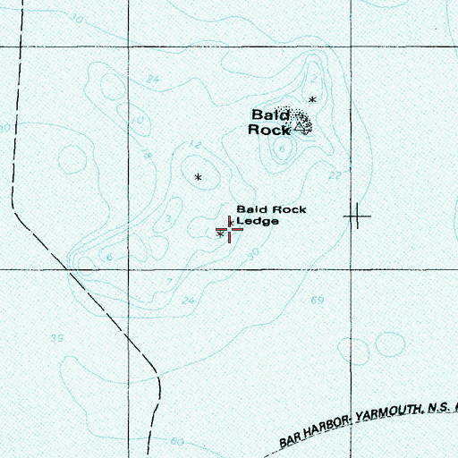 Topographic Map of Bald Rock Ledge, ME