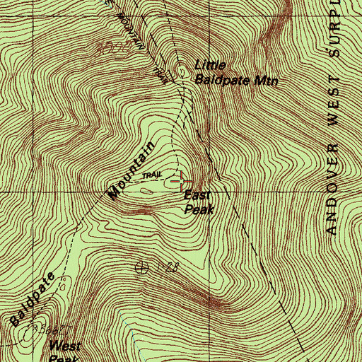 Topographic Map of Baldpate Mountain, ME