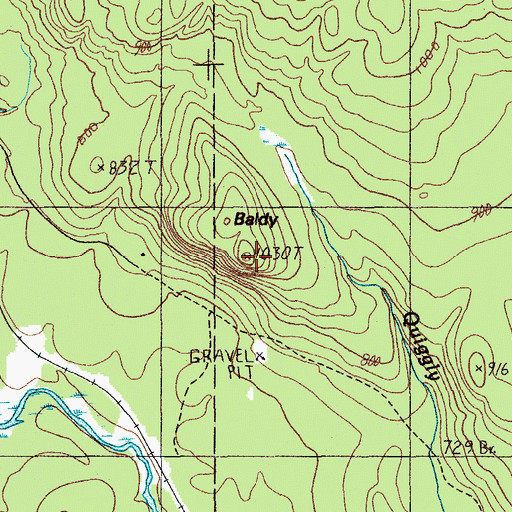 Topographic Map of Baldy, ME
