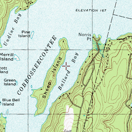 Topographic Map of Ballard Bay, ME