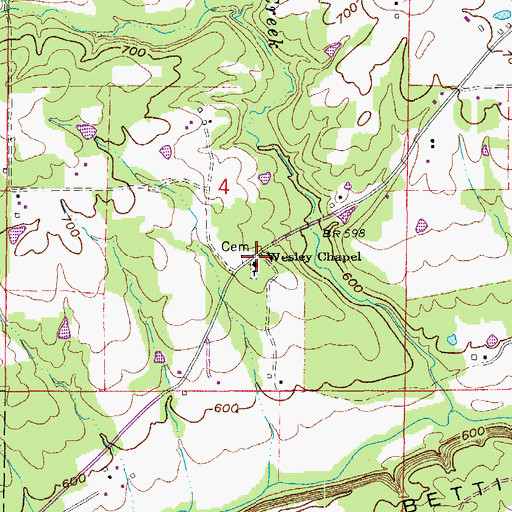 Topographic Map of Wesley Chapel, AR