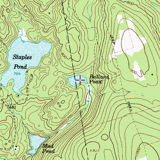 Topographic Map of Ballard Pond, ME