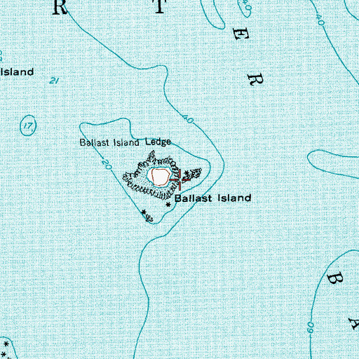 Topographic Map of Ballast Island, ME